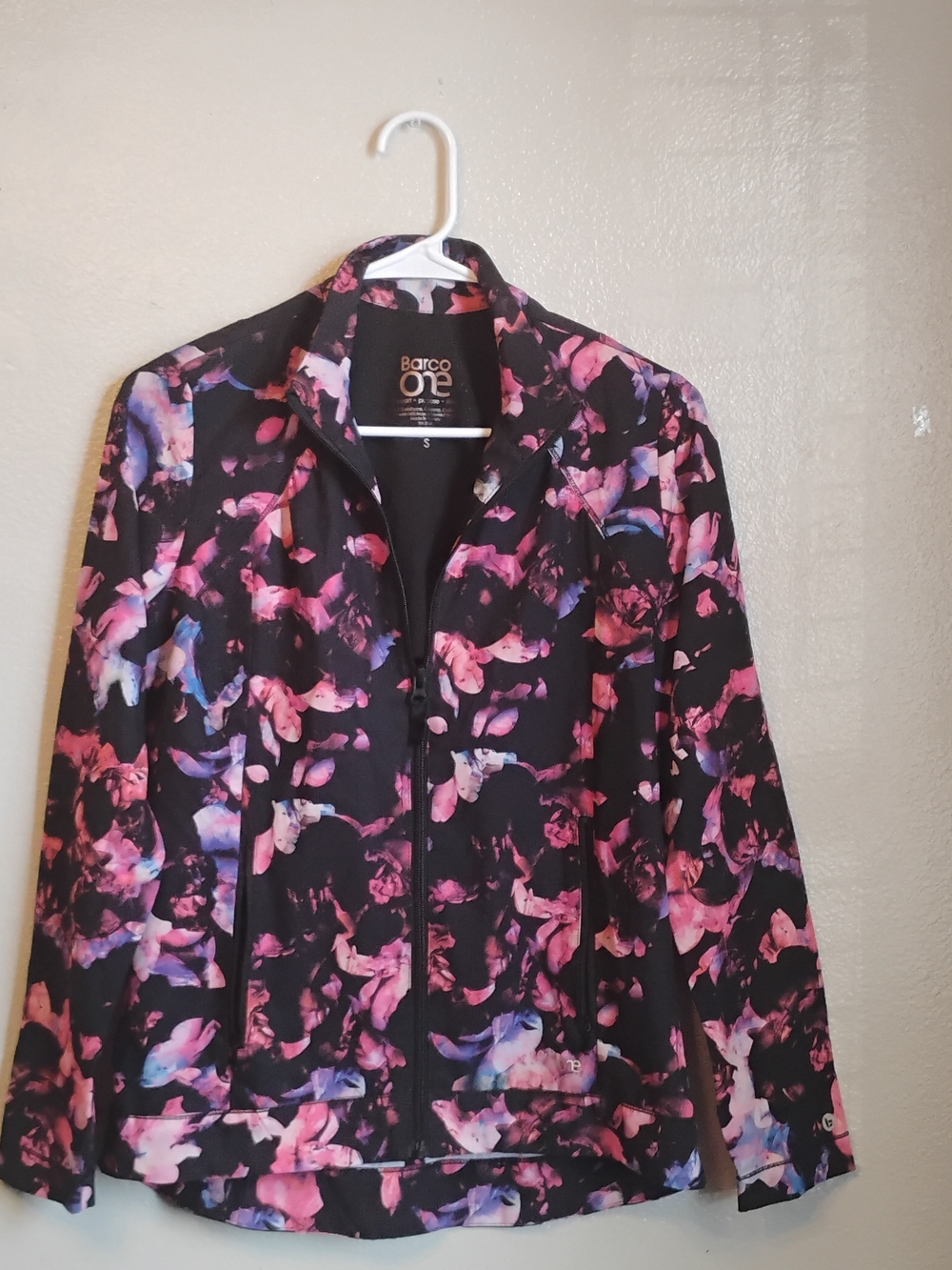 Barco One Floral Full-Zip Scrub Jacket Size Small